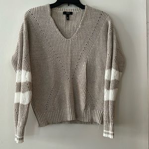 Aqua Beige and White V-Neck Sweater!